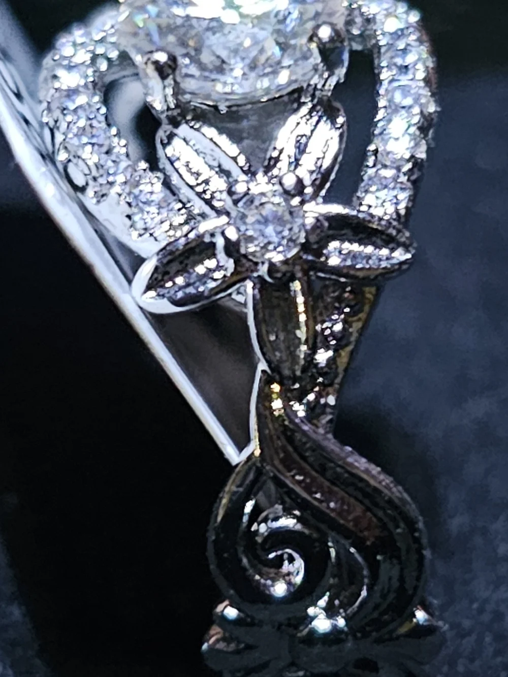 Ornate Halo Moissanite Ring Whimsical S925